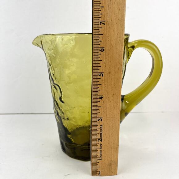 Morgantown Crinkle Glass Water Pitcher Decanter Green - Picture 6 of 6